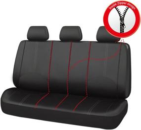 img 2 attached to 🚗 Car Pass 11PCS Elegant Luxurious Leather Universal Car Seat Covers - Fits Vehicles,Cars,SUVs | Opening Holes for Headrest and Seat Belt, Airbag Compatible | Elegant Black Design