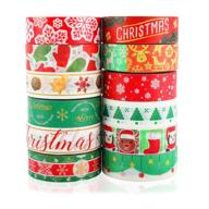 konsait 12roles christmas washi tape set - 0.59inch x 393.7ft | merry christmas masking tape for xmas decorations, crafts, gifts, wrapping | festive decorative tape collection | party favors & supplies logo