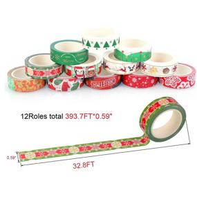 img 3 attached to Konsait 12Roles Christmas Washi Tape Set - 0.59Inch x 393.7FT | Merry Christmas Masking Tape for Xmas Decorations, Crafts, Gifts, Wrapping | Festive Decorative Tape Collection | Party Favors & Supplies