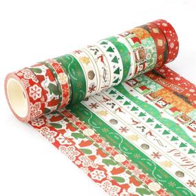 img 2 attached to Konsait 12Roles Christmas Washi Tape Set - 0.59Inch x 393.7FT | Merry Christmas Masking Tape for Xmas Decorations, Crafts, Gifts, Wrapping | Festive Decorative Tape Collection | Party Favors & Supplies