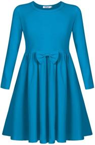 img 2 attached to 👗 Arshiner Girls Long/Short Sleeve A Line Dress: Twirly Skater Casual Dress for 4-12 Years