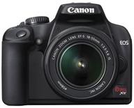 black canon rebel xs dslr camera with ef-s 18-55mm f/3.5-5.6 is lens (old model) logo