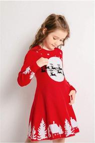 img 1 attached to 🦌 SMILING PINKER Girls Christmas Ugly Dress Sweater Jumper with Reindeer and Santa for Warmth