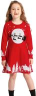 🦌 smiling pinker girls christmas ugly dress sweater jumper with reindeer and santa for warmth logo