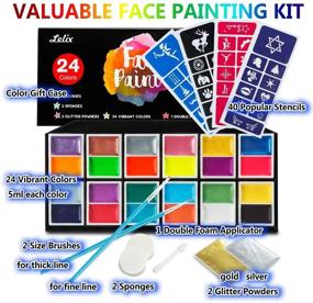 img 3 attached to Lelix Face Paint Kit: 24 Colors, 40 Stencils, Glitter Powders, Brushes, Sponges - Non Toxic, Halloween Face Painting Supplies for Kids