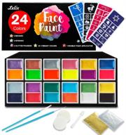 lelix face paint kit: 24 colors, 40 stencils, glitter powders, brushes, sponges - non toxic, halloween face painting supplies for kids logo