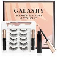 galashy magnetic eyelashes kit - 5 pairs reusable false lashes, 2 bottles magnetic eyeliner, tweezer applicator tool logo