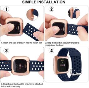 img 2 attached to 🌈 Силиконовые браслеты Meliya для Fitbit Versa 2 / Versa / Lite - дышащие спортивные браслеты большого размера (Черный + Темно-синий + Серый + Фиолетовый)