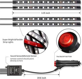 img 2 attached to 🚗 Комплект светодиодной полосы салона автомобиля - 4 шт. 48 светодиодов, многоцветное подсветка для нижней панели приборов с функцией активации звука, беспроводное управление с пультом дистанционного управления и автомобильное зарядное устройство - в комплекте поставляется подключение к постоянному току 12 В для повышения рейтинга SEO