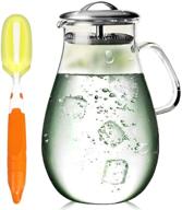 artcome 65 oz large heat resistant water carafe - borosilicate glass, stainless steel lid logo