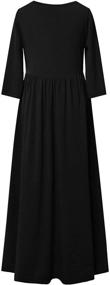 img 3 attached to Stylish QPANCY Maxi Dresses for Girls: Elegant 3/4 Sleeve Long Dress with Convenient Pockets - Perfect for Church Parties