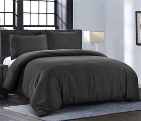 img 3 attached to 🛏️ Hotel Luxury Duvet Cover Full [3-Piece, Black] - 1 Comforter Protector with Zipper Flap and 2 Pillowcases - Ultra Soft, Cool and Breathable Comfort - 1800 Thread Count Microfiber