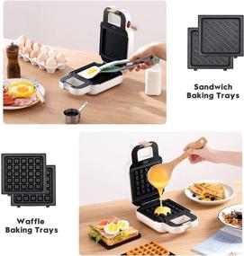 img 3 attached to 🧇 Auertech Mini Waffle Maker & Sandwich Panini Press Grill with Detachable Non-stick Plates - White, Indicator Lights, Cool Touch Handle