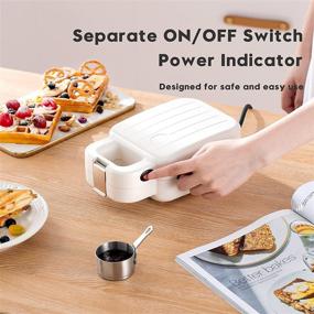 img 2 attached to 🧇 Auertech Mini Waffle Maker & Sandwich Panini Press Grill with Detachable Non-stick Plates - White, Indicator Lights, Cool Touch Handle