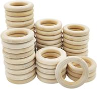 50-piece unfinished 35mm natural wooden rings for diy crafts - handmade wood circles for jewelry making and pendant connectors logo