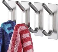 yigii stainless steel adhesive hooks - 4-pack wall hooks for coats, robes, and towels - stick on bathroom and kitchen logo