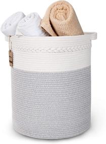 img 4 attached to 🧺 Большая плетеная корзина для хранения StarHug: 20 x 16 дюймов. Корзина для белья для одеял, пледов, подушек, игрушек, детской комнаты | 100% хлопковый шнур | Стильная корзина с бесплатным сетчатым мешком для белья