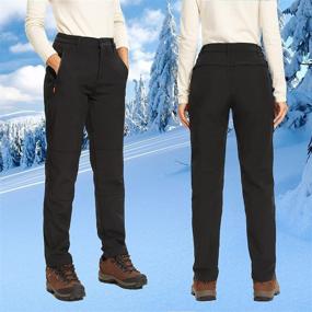 img 3 attached to Winter Essential: Women's Waterproof Fleece Lined Snow Hiking Pants with Zipper Pockets