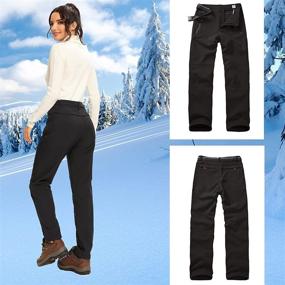 img 2 attached to Winter Essential: Women's Waterproof Fleece Lined Snow Hiking Pants with Zipper Pockets