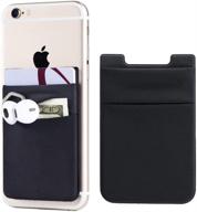 convenient and secure 2pack adhesive phone pocket for iphone, android, and all smartphones - black (double pocket) logo