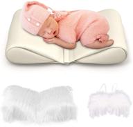 📸 capture precious moments: newborn photography prop set including butterfly posing pillow basket, soft baby wraps, faux fur background blanket, and angel wings logo