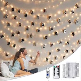 img 4 attached to 33FT 100 LED Fairy Lights Picture Clips with Remote Control - USB Powered Photo Clip String Lights with 8 Modes, 50 Clear Clips - Perfect for Dorm, Bedroom, Christmas, Party, Wedding Decor (Warm White)