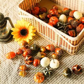 img 1 attached to 🎃 Luyue 72pcs Artificial Mini Pumpkins for Halloween, Harvest, Thanksgiving, Autumn Fall Christmas - Decorative Pumpkin Fake Acorns - Home Décor Set - Vegetable Decorating Kit (72pcs Sets)