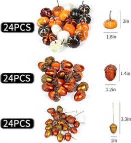 img 3 attached to 🎃 Luyue 72pcs Artificial Mini Pumpkins for Halloween, Harvest, Thanksgiving, Autumn Fall Christmas - Decorative Pumpkin Fake Acorns - Home Décor Set - Vegetable Decorating Kit (72pcs Sets)