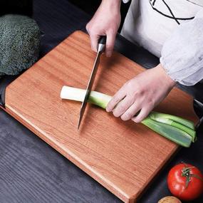 img 2 attached to 🪓 TaoQi Ebony Wood Cutting Board: Premium Kitchen Chopping Board with Knife Sharpener - 15.7''x11'' Solid Kneading Board