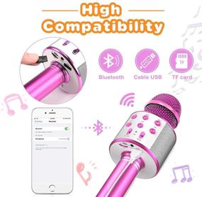 img 1 attached to Evassal Wireless Karaoke Microphone for Kids - Toys for Boys & Girls, Ages 4-14 - Birthday Gift Present