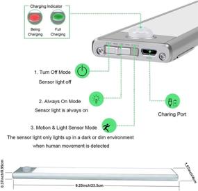 img 3 attached to 💡 YUNBO Homelife LED Bars Motion Sensor Lights Under Cabinet, 36 LEDs Rechargeable Not Glare Ultra Thin Magnetic Closet Lights for Kitchen Bedroom Stairs(2 Pack) - Enhance Your Space with Efficient and Convenient Lighting!