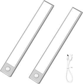 img 4 attached to 💡 YUNBO Homelife LED Bars Motion Sensor Lights Under Cabinet, 36 LEDs Rechargeable Not Glare Ultra Thin Magnetic Closet Lights for Kitchen Bedroom Stairs(2 Pack) - Enhance Your Space with Efficient and Convenient Lighting!