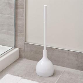 img 2 attached to 🚽 InterDesign Una Plastic Plunger Set with Cover - All-in-One Solution for Bathroom Cleaning & Storage, White