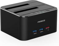 fideco usb 3.0 sata dual bay external hdd ssd docking station, 2.5/3.5 inch, hard drive duplicator & offline clone, 2x usb 3.0 ports, 1x usb fast charge, supports 16tb logo