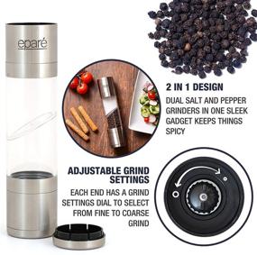 img 3 attached to 🌶️ Dual Salt and Pepper Grinder - 2 in 1 Manual Combo Mill Grinders - Space-saving Shaker Mills Set - Stainless Steel Shakers with Combined Travel Case - Eparé