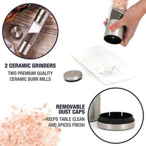 img 2 attached to 🌶️ Dual Salt and Pepper Grinder - 2 in 1 Manual Combo Mill Grinders - Space-saving Shaker Mills Set - Stainless Steel Shakers with Combined Travel Case - Eparé