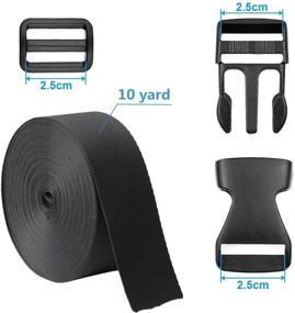 img 3 attached to Black Nylon Heavy Webbing Strap - 1 Inch Width, 10 Yards Length, with 12 Set Plastic Flat Side Release Buckles and Tri-Glide Slides - Ideal for Crafting DIY Luggage Straps