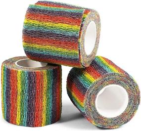 img 2 attached to 🌈 Rainbow Cohesive Tape Self Adhesive Bandage Wraps (2 in x 5 Yards, Pack of 6)