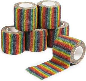 img 4 attached to 🌈 Rainbow Cohesive Tape Self Adhesive Bandage Wraps (2 in x 5 Yards, Pack of 6)