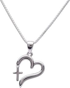 img 4 attached to Sterling Silver Dangling Cross Heart Necklace for Girl's First Communion or Confirmation