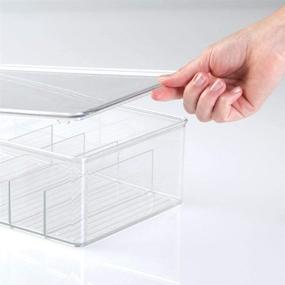 img 3 attached to 🗄️ mDesign Stackable BPA-Free Plastic Storage Organizer Container Box for Kitchen Cabinets, Pantry, Countertops - Holds Kids, Child/Toddler Mealtime Sets, Small Accessories - 6 Sections - Clear