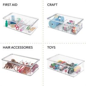 img 2 attached to 🗄️ mDesign Stackable BPA-Free Plastic Storage Organizer Container Box for Kitchen Cabinets, Pantry, Countertops - Holds Kids, Child/Toddler Mealtime Sets, Small Accessories - 6 Sections - Clear