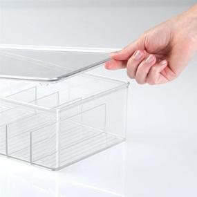 img 1 attached to 🗄️ mDesign Stackable BPA-Free Plastic Storage Organizer Container Box for Kitchen Cabinets, Pantry, Countertops - Holds Kids, Child/Toddler Mealtime Sets, Small Accessories - 6 Sections - Clear