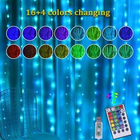 img 2 attached to 🎉 Enhance Your Space with Slashome Curtain Lights: 16 Color Modes, Remote Control, USB Plug for Bedroom, Weddings, Parties, and Christmas Decor in Multiple Colors