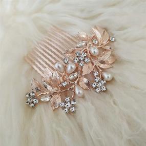 img 2 attached to Rose Gold Crystal and Simulated Pearl Wedding Hair Comb 💍 for Brides and Bridesmaids - Stylish Bridal Hair Accessories for Women