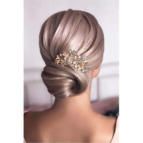 img 3 attached to Rose Gold Crystal and Simulated Pearl Wedding Hair Comb 💍 for Brides and Bridesmaids - Stylish Bridal Hair Accessories for Women