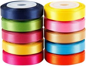 img 1 attached to 🎀 LaRibbons Solid Color Satin Ribbon Assortment - 10 Vibrant Colors, 3/8" X 5 Yard Each, 50 Yds Package