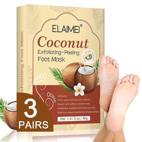 img 4 attached to 🥥 Coconut Foot Peel Mask - Repair Cracked Heels, Remove Dead Skin Calluses, and Transform Rough Feet into Baby Soft - Natural Exfoliating Peeling Foot Mask 3 Pairs