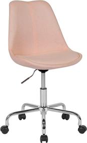 img 3 attached to Optimize Search: Flash Furniture Aurora Series Mid-Back Pink Fabric Task Office Chair with Pneumatic Lift and Chrome Base