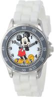 ⌚ disney kids' mk1240 silver-tone watch: a stylish timepiece with white rubber band logo